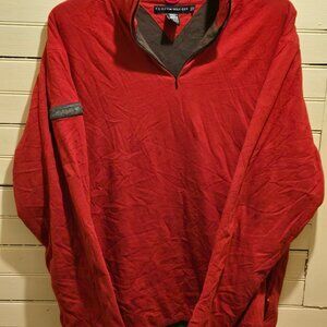 Tommy Hilfiger Pullover Mens XXL Red Quarter Zip Long Sleeve Shirt Logo Patch